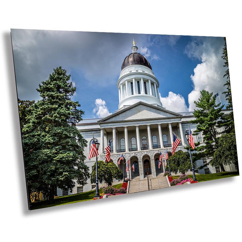 Augusta Maine State Capitol: The Maine State House Wall Art Metal Aluminum Print Historic Building Patriotic Home Decor Photography