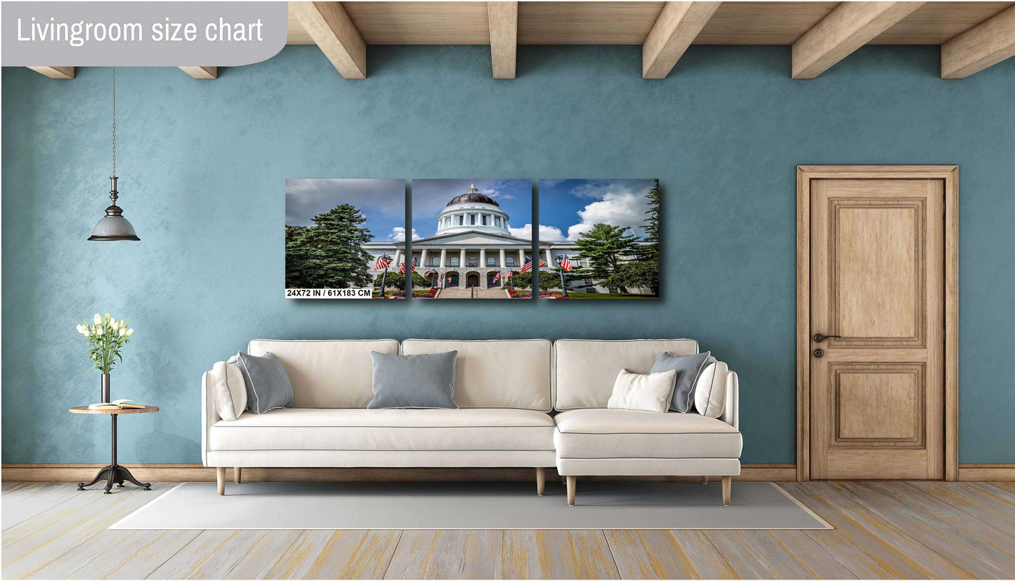 Augusta Maine State Capitol: The Maine State House Wall Art Metal Aluminum Print Historic Building Patriotic Home Decor Photography