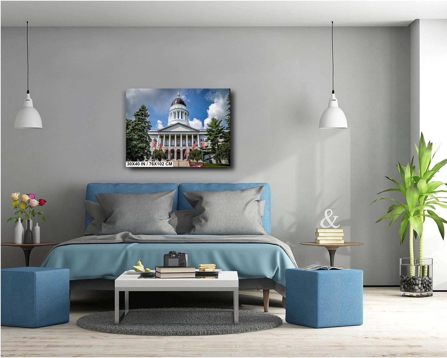 Augusta Maine State Capitol: The Maine State House Wall Art Metal Aluminum Print Historic Building Patriotic Home Decor Photography