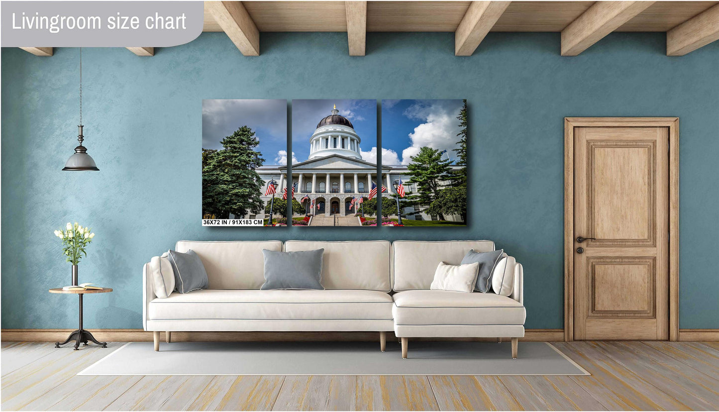 Augusta Maine State Capitol: The Maine State House Wall Art Metal Aluminum Print Historic Building Patriotic Home Decor Photography