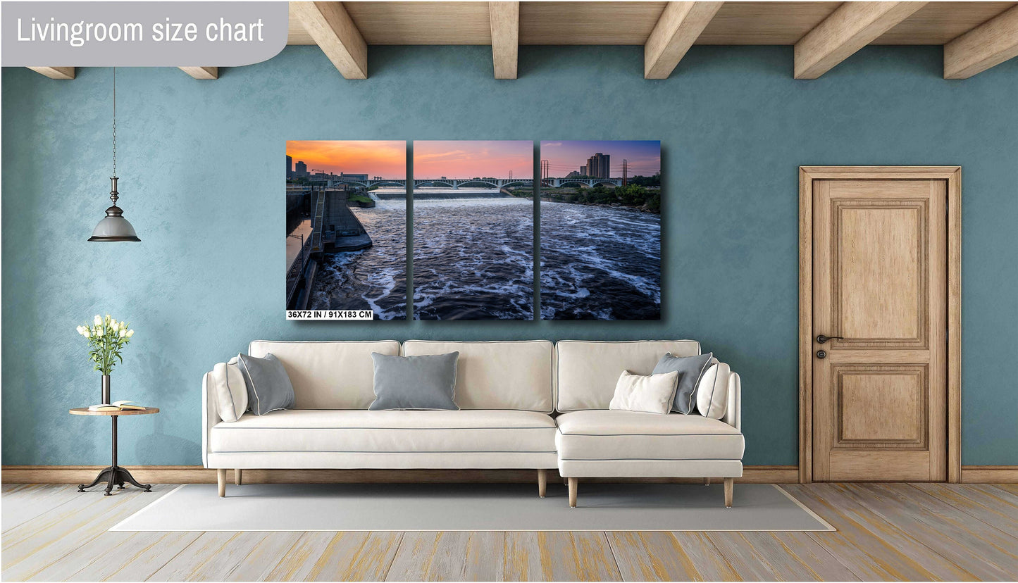 Saint Anthony Falls: A Natural Wonder in the Heart of Minneapolis Minnesota Wall Art Metal Canvas Print Mississippi River Waterfall