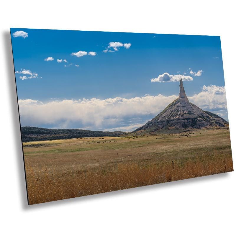 Nebraska Rock: Chimney Rock Wall Art Print National Monument Nebraska Historical Site - Metal/Acrylic/Aluminum/Canvas