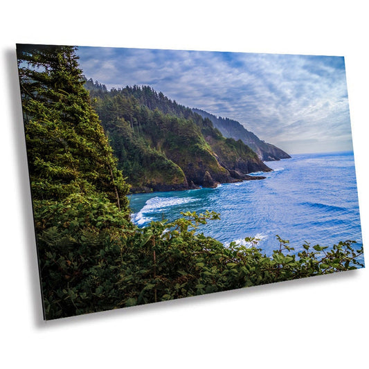 Rocky Oregon Coast: Hart's Cove Viewed from Cascade Head Metal Aluminum Print Wall Art Lincoln City Oregon Nature Seascape