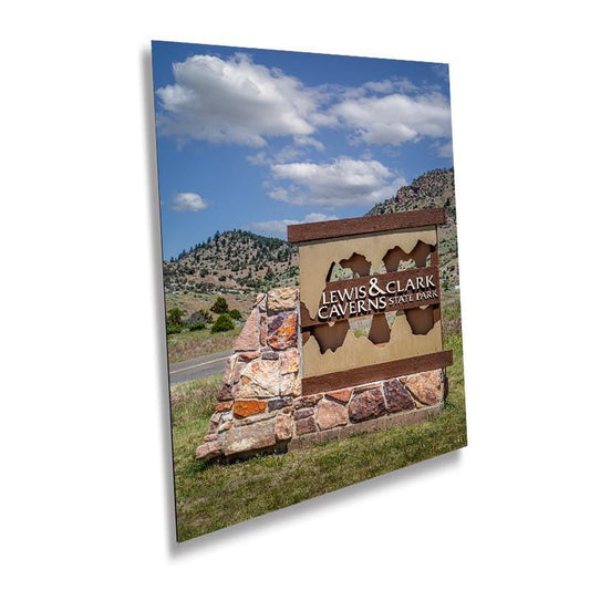 Lewis & Clark Caverns Sign: Wall Art Print Montana State Park Signage Portrait Montana Cave Aluminum/Acrylic/Metal/Canvas