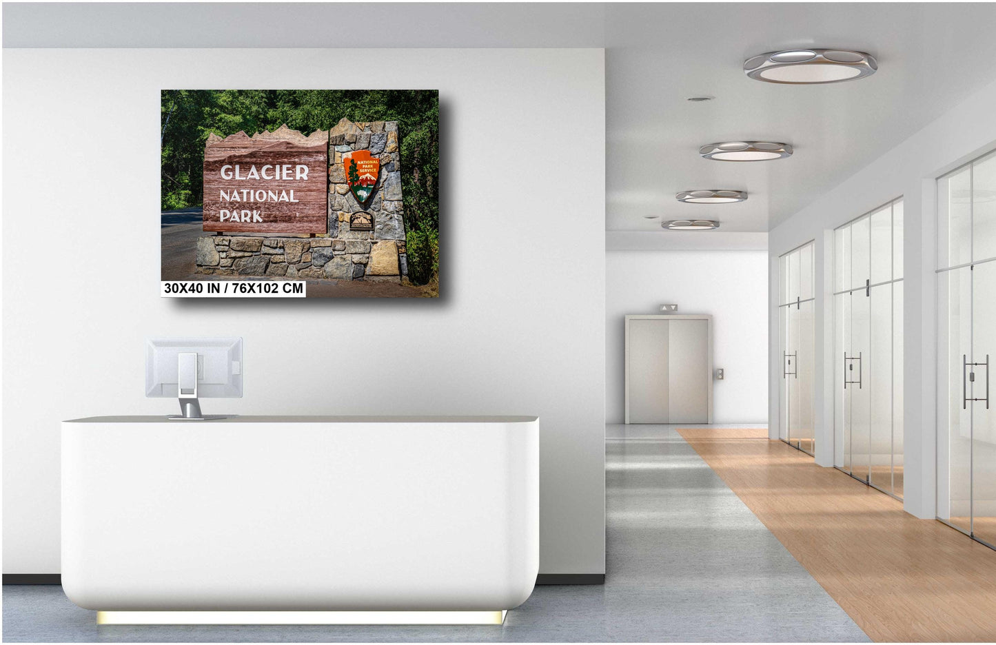 Glacier National Park Sign: Signboard Wall Art Print Montana Mountains Landscape Photography Metal/Acrylic/Aluminum/Canvas