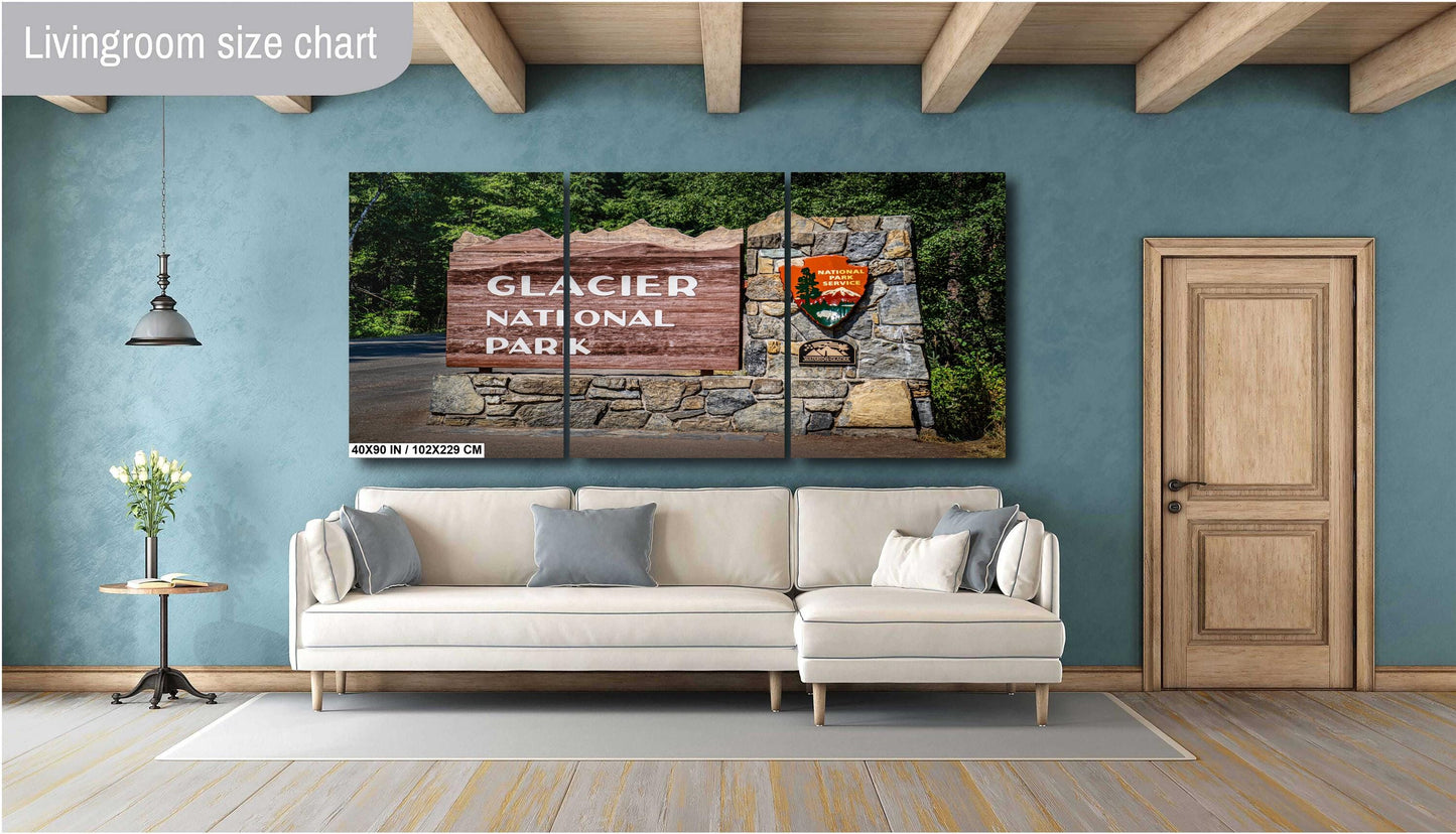 Glacier National Park Sign: Signboard Wall Art Print Montana Mountains Landscape Photography Metal/Acrylic/Aluminum/Canvas