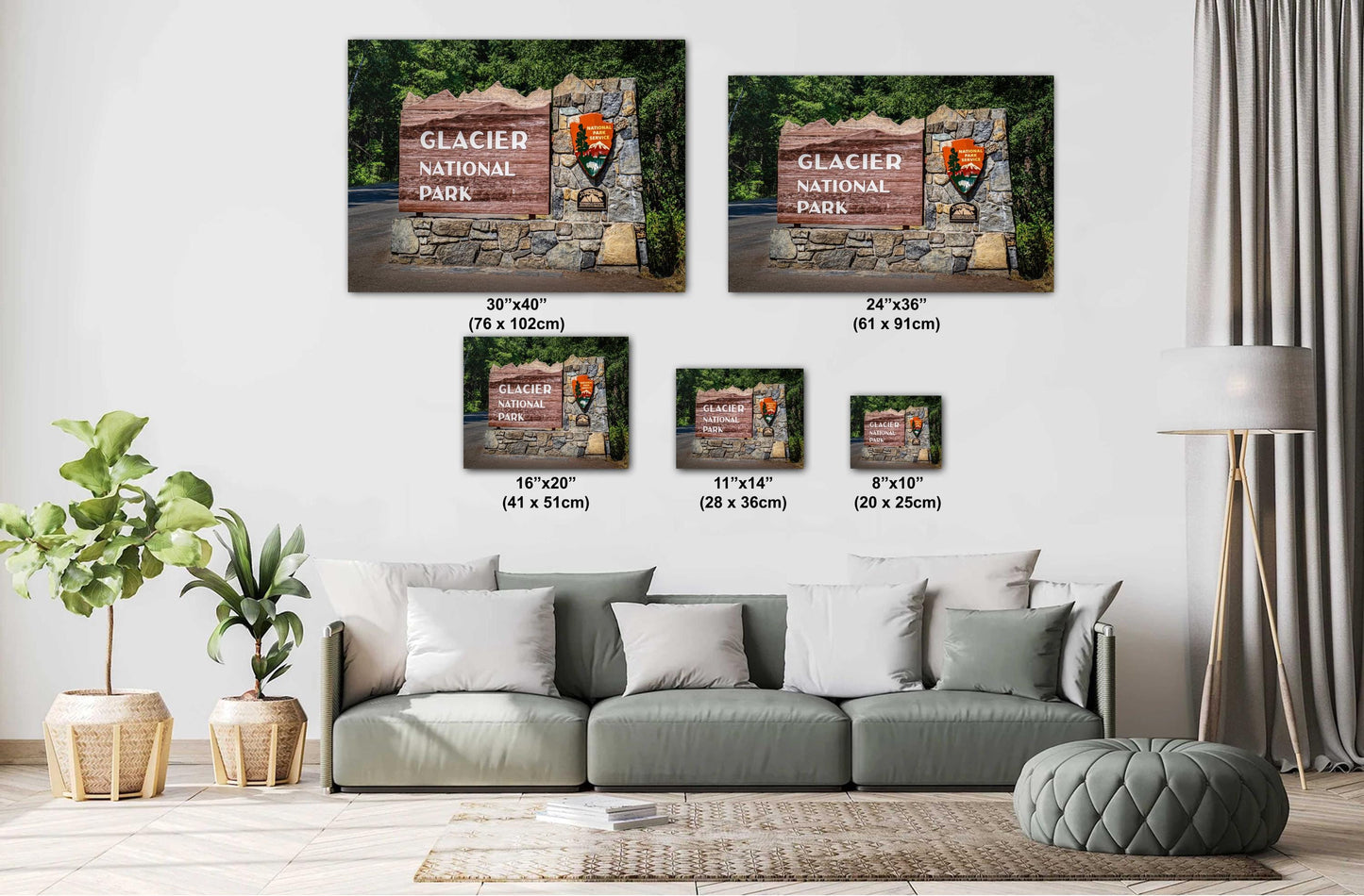 Glacier National Park Sign: Signboard Wall Art Print Montana Mountains Landscape Photography Metal/Acrylic/Aluminum/Canvas