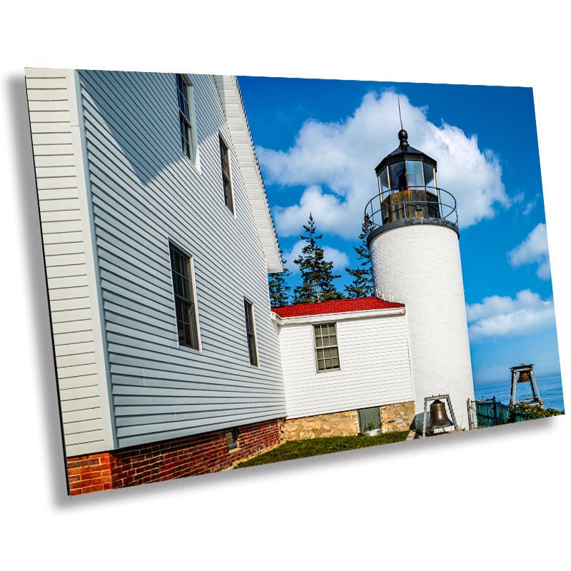 Acadia’s Beacon of Clarity: Bass Harbor Head Light Station on a Sunny Day Metal Canvas Print Acadia National Park Maine Wall