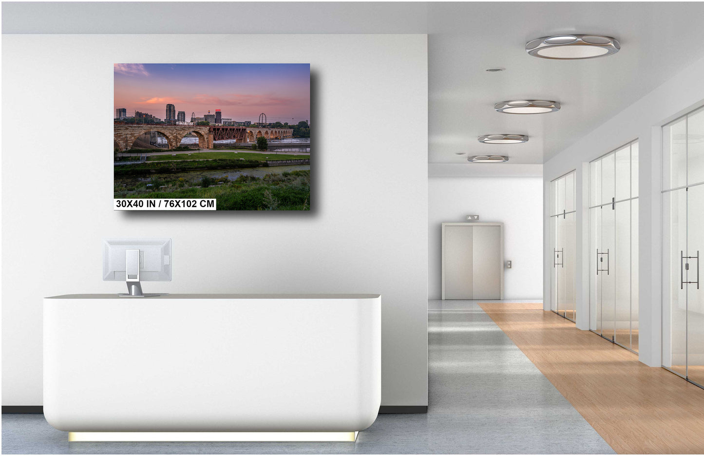 Majestic Minneapolis at Sunset: Stone Arch Bridge Over the Mississippi River Mill District Wall Art Canvas Print Minnesota