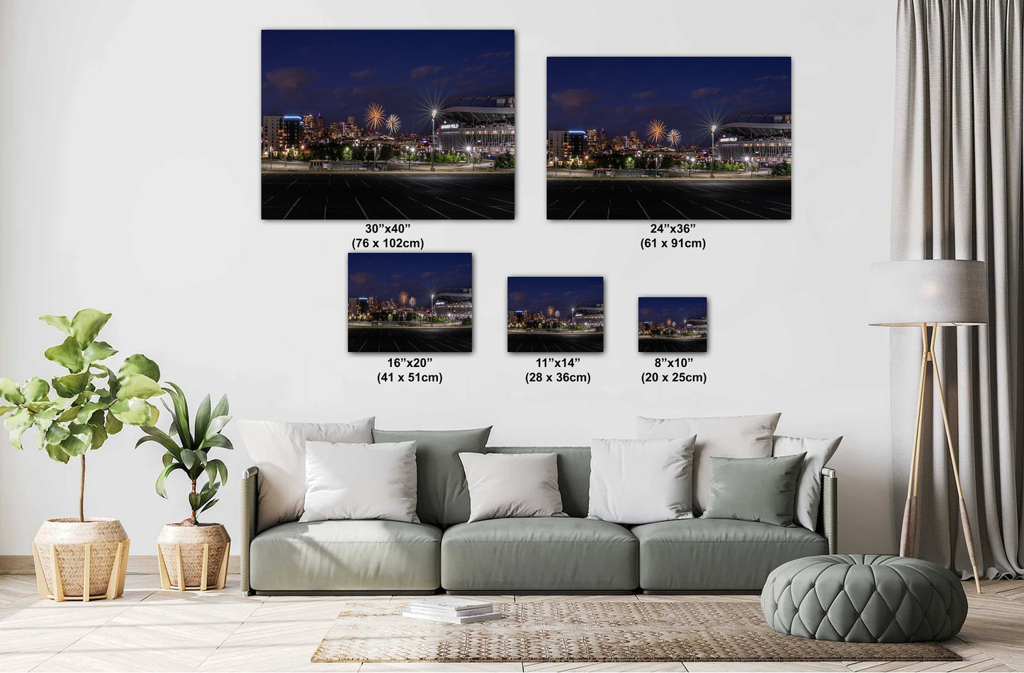 Fireworks Over Denver: Broncos Empower Field Mile High Stadium Denver Colorado Wall Art Aluminum Metal Print