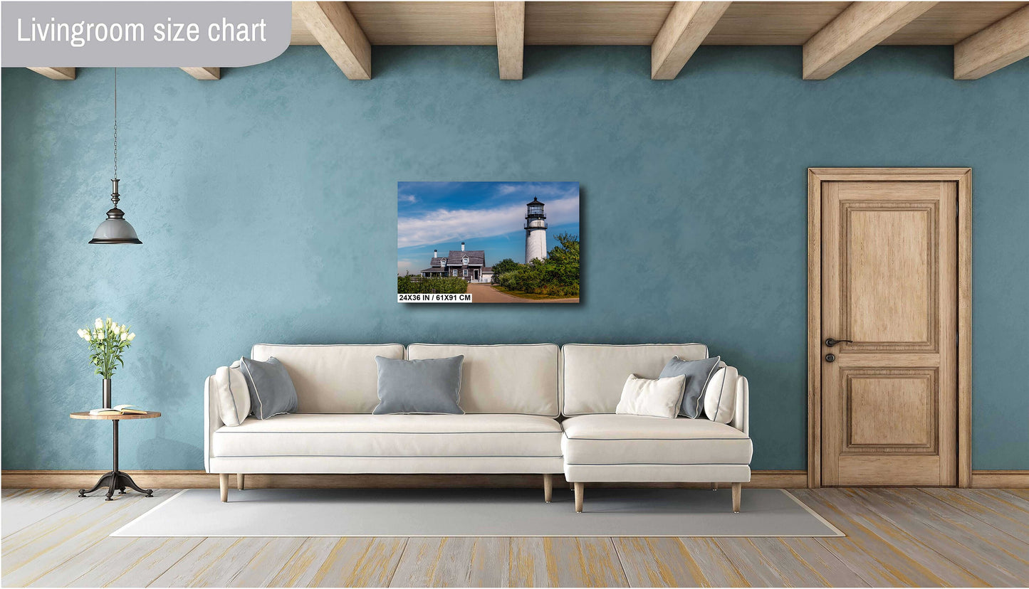 Cape Cod Guardian: Highland Lighthouse Cape Cod National Seashore, North Truro Massachusetts Wall Art Metal Canvas Print Nautical