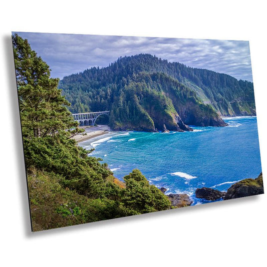 Oregon’s Ocean Edge: Wall Art Print Cape Cove Beach and Cape Creek Bridge in Florence Oregon Pacific Aluminum/Acrylic/Metal/Canvas