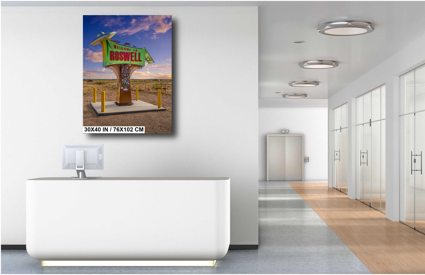 Welcome to Roswell, New Mexico: Wall Art Print Iconic UFO Roswell New Mexico Signage Aluminum/Acrylic/Metal/Canvas