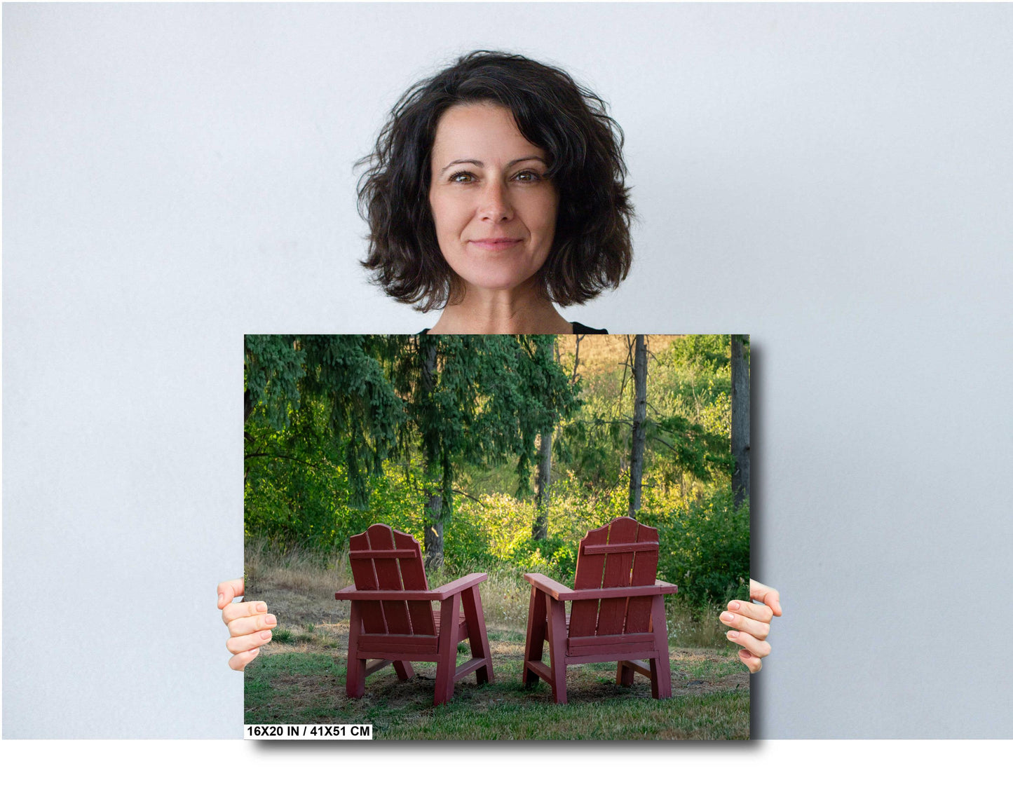 Adirondack Retreat: Print Wall Art Adirondack Chairs in the Heart of Portland Oregon Forest Greenery Aluminum/Acrylic/Metal/Canvas