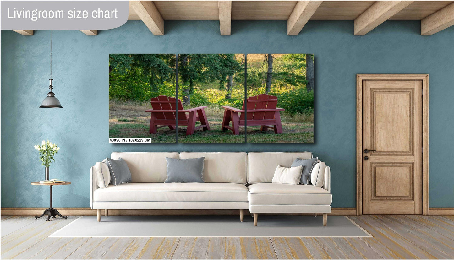 Adirondack Retreat: Print Wall Art Adirondack Chairs in the Heart of Portland Oregon Forest Greenery Aluminum/Acrylic/Metal/Canvas