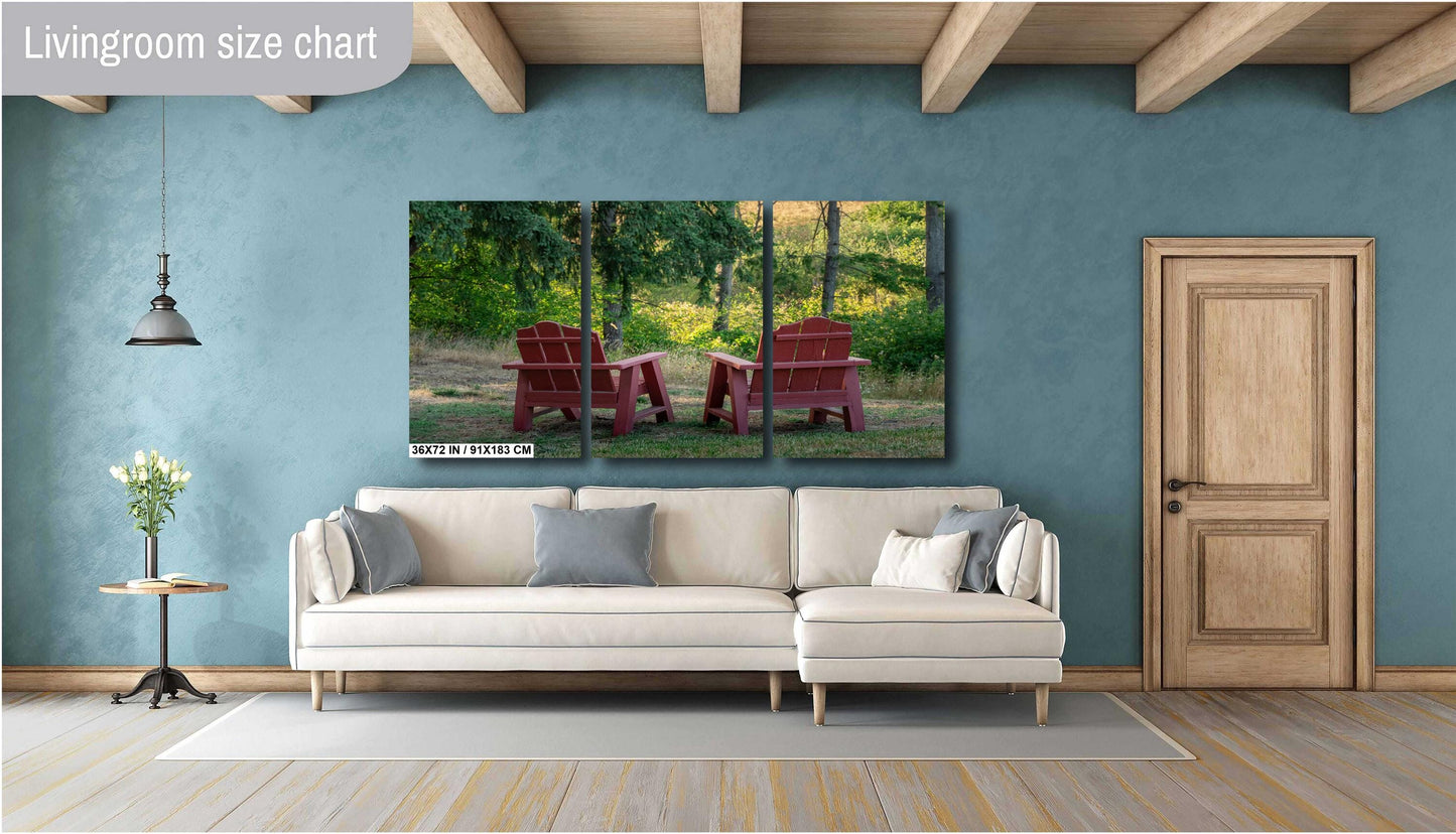 Adirondack Retreat: Print Wall Art Adirondack Chairs in the Heart of Portland Oregon Forest Greenery Aluminum/Acrylic/Metal/Canvas