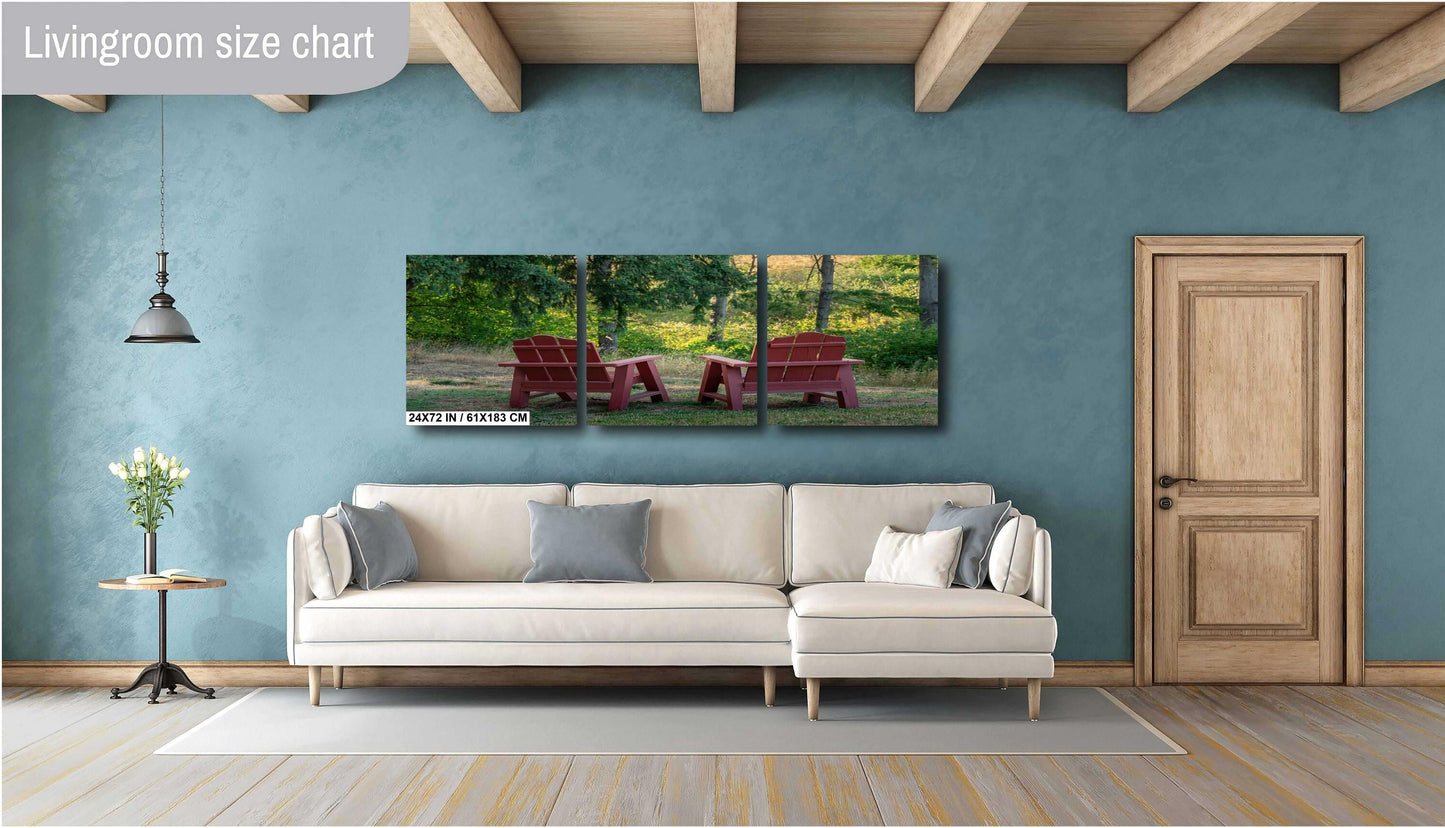 Adirondack Retreat: Print Wall Art Adirondack Chairs in the Heart of Portland Oregon Forest Greenery Aluminum/Acrylic/Metal/Canvas