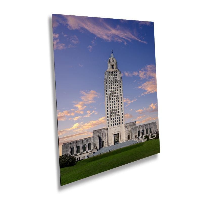 Baton Rouge’s Skyscraper Capitol: Print Wall Art Louisiana State Capitol Gleaming in Clear Skies Historical Aluminum/Acrylic/Metal/Canvas