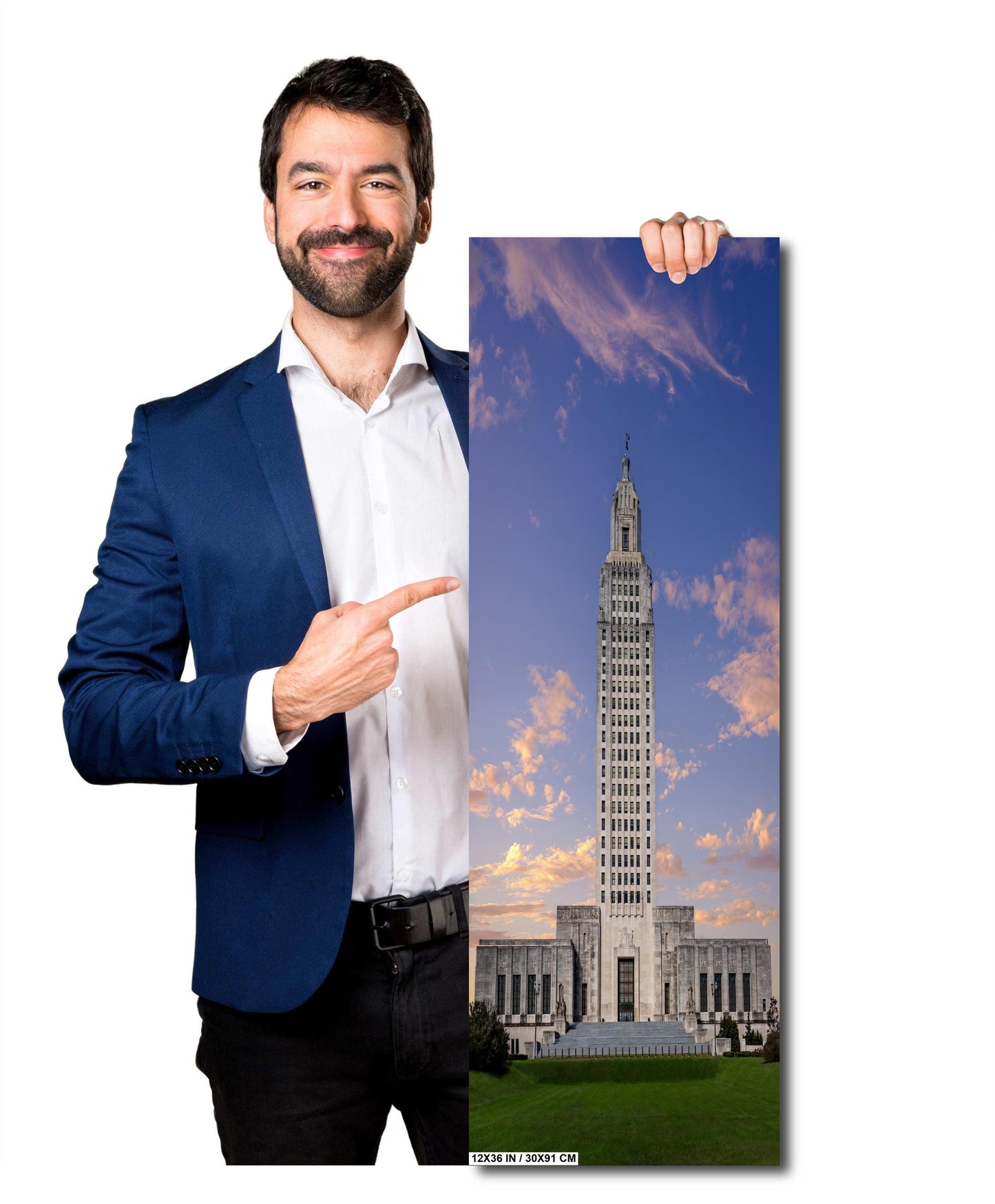 Baton Rouge’s Skyscraper Capitol: Print Wall Art Louisiana State Capitol Gleaming in Clear Skies Historical Aluminum/Acrylic/Metal/Canvas