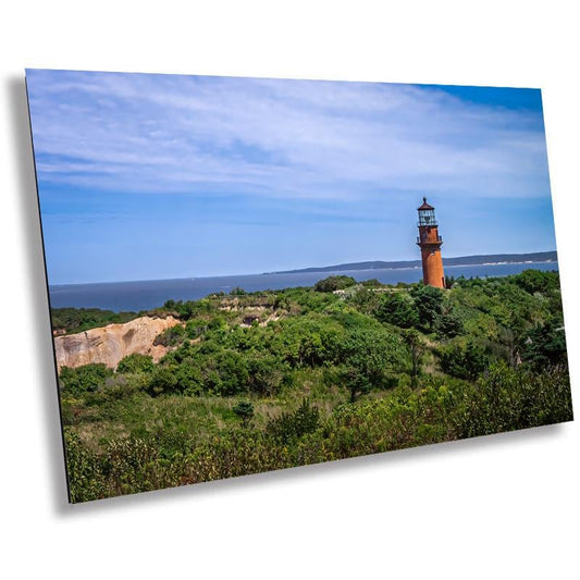 Martha's Vineyard Icon: Gay Head Light in Aquinnah, Massachusetts Lighthouse Wall Art Metal Canvas Print Nautical Home Decor