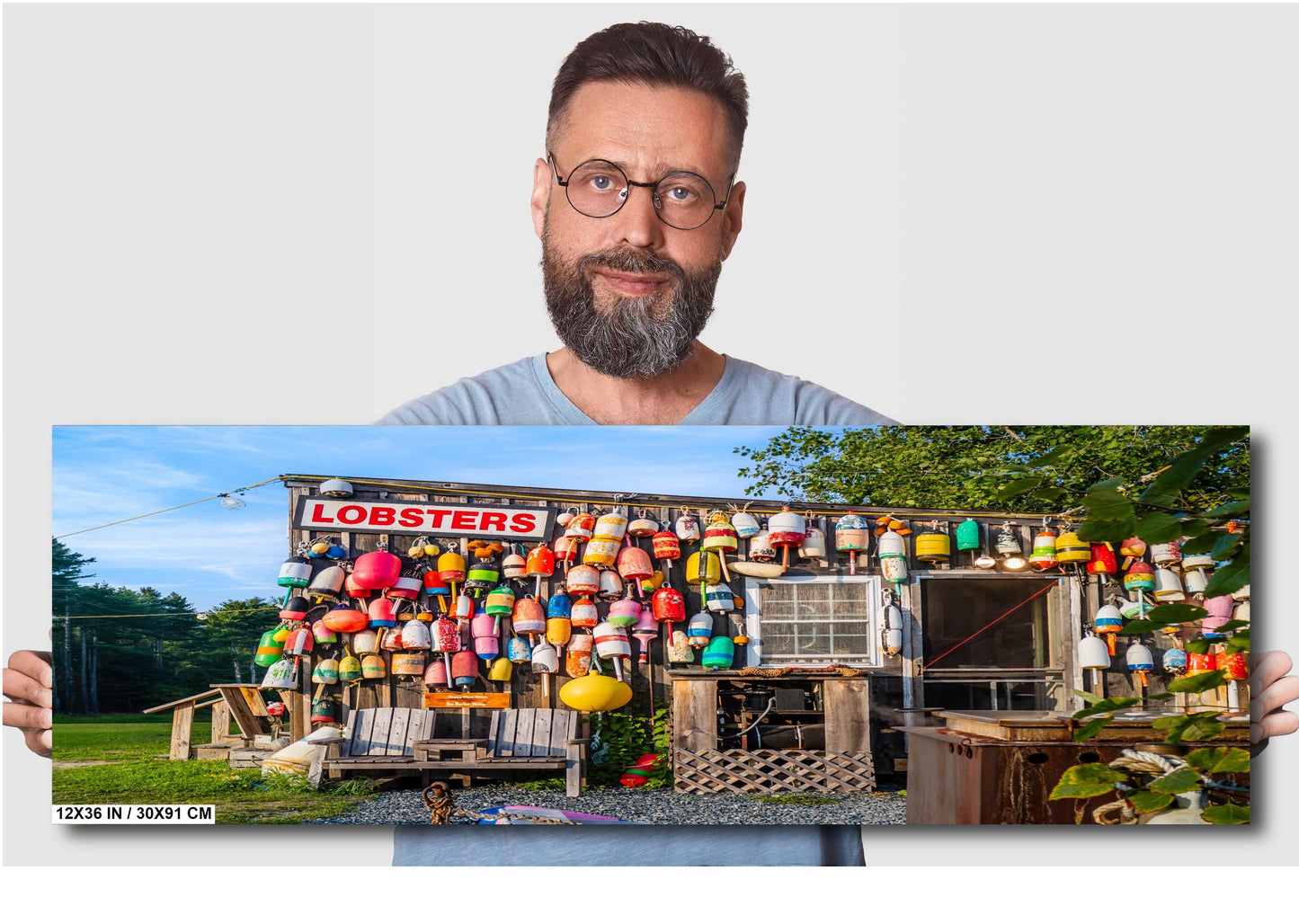 Bar Harbor Buoys: The Happy Clam Shack in Bar Harbor Mount Desert Island Maine Wall Art Metal Canvas Print Home Decor Historic Landmark