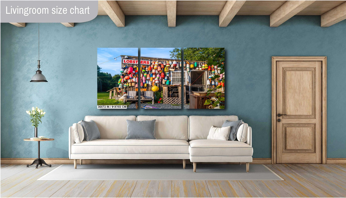 Bar Harbor Buoys: The Happy Clam Shack in Bar Harbor Mount Desert Island Maine Wall Art Metal Canvas Print Home Decor Historic Landmark