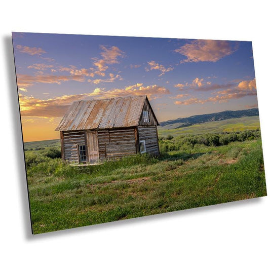 Home on the Range: Old Wooden Homestead House in White Sulphur Springs, Montana Wall Art Metal Canvas Print Home Decor Montana Nature