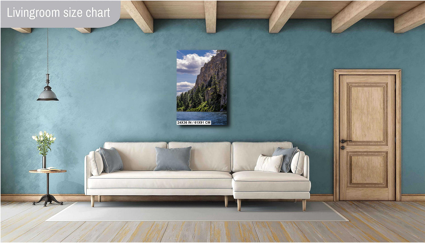 Rocky Riverfront: Gates of the Mountains Wilderness and Missouri River Wall Art Metal Canvas Print Helena National Forest Portrait