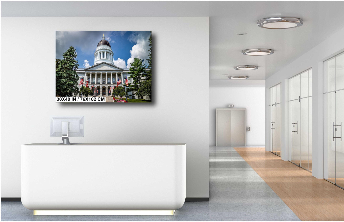 Augusta Maine State Capitol: The Maine State House Wall Art Metal Aluminum Print Historic Building Patriotic Home Decor Photography