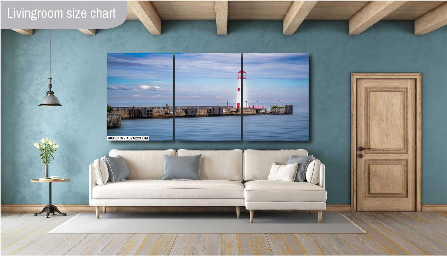 St. Ignace’s Iconic Wawatam Lighthouse: Wall Art Print St. Ignace Michigan near Mackinac Island Modern Lighthouse Metal/Aluminum/Canvas