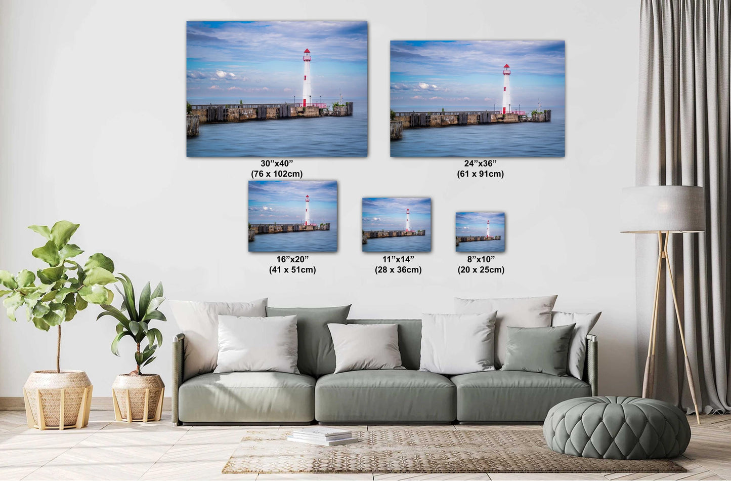 St. Ignace’s Iconic Wawatam Lighthouse: Wall Art Print St. Ignace Michigan near Mackinac Island Modern Lighthouse Metal/Aluminum/Canvas