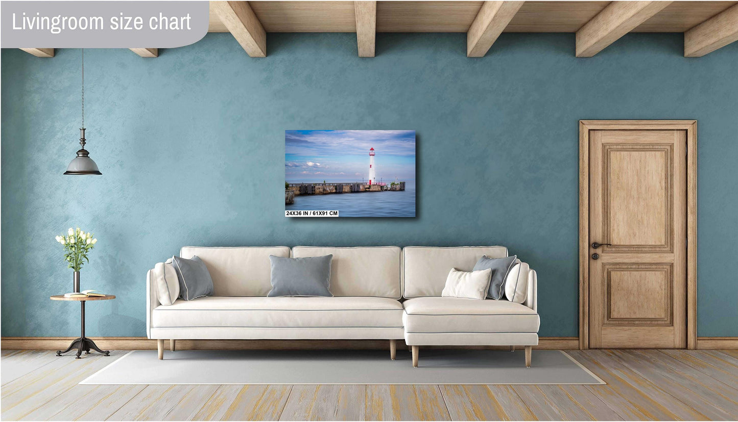 St. Ignace’s Iconic Wawatam Lighthouse: Wall Art Print St. Ignace Michigan near Mackinac Island Modern Lighthouse Metal/Aluminum/Canvas