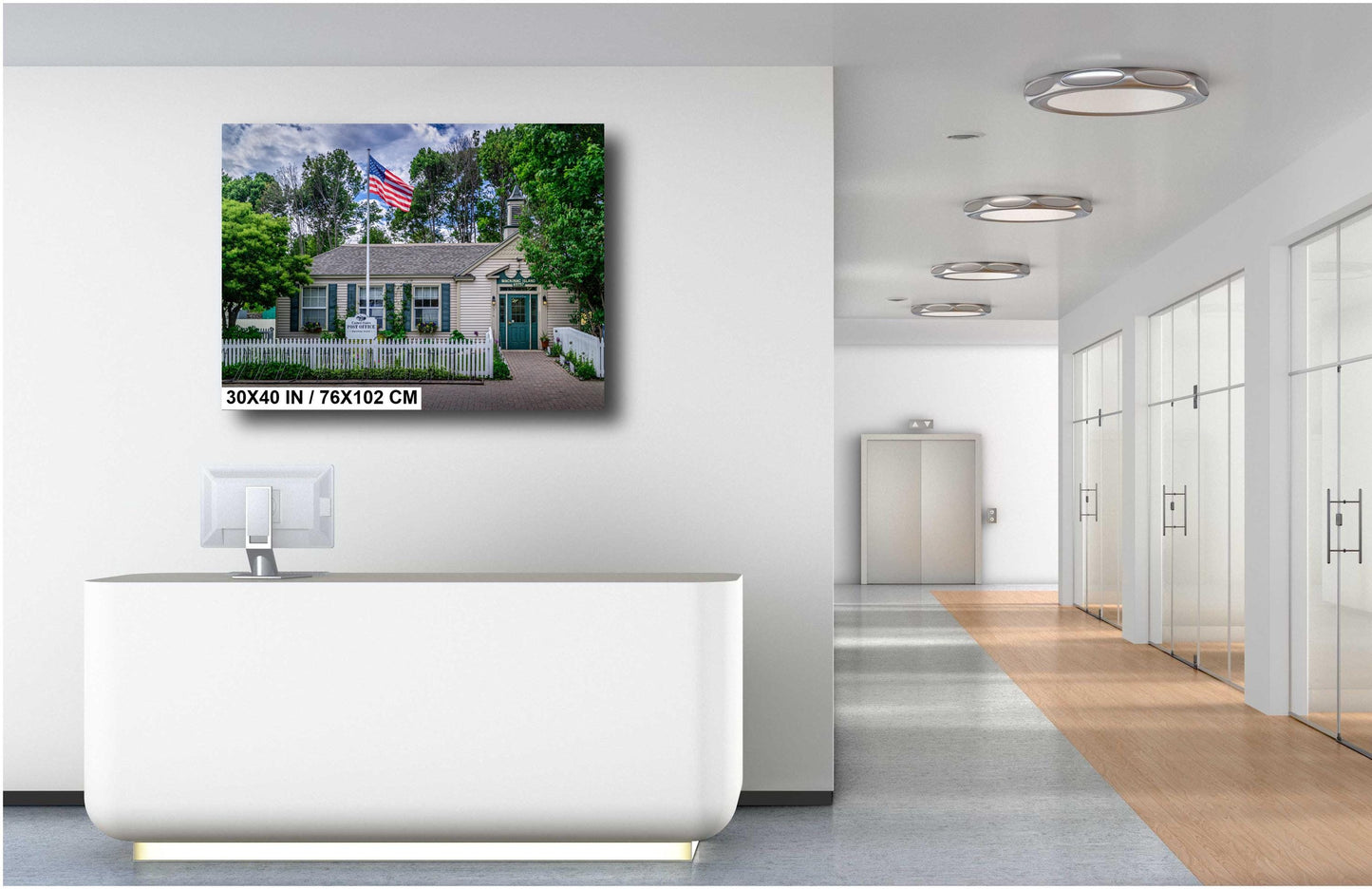 White Picket Perfection: Wall Art Print Iconic Mackinac Island Post Office Michigan Historical Landmark Metal/Acrylic/Aluminum/Canvas