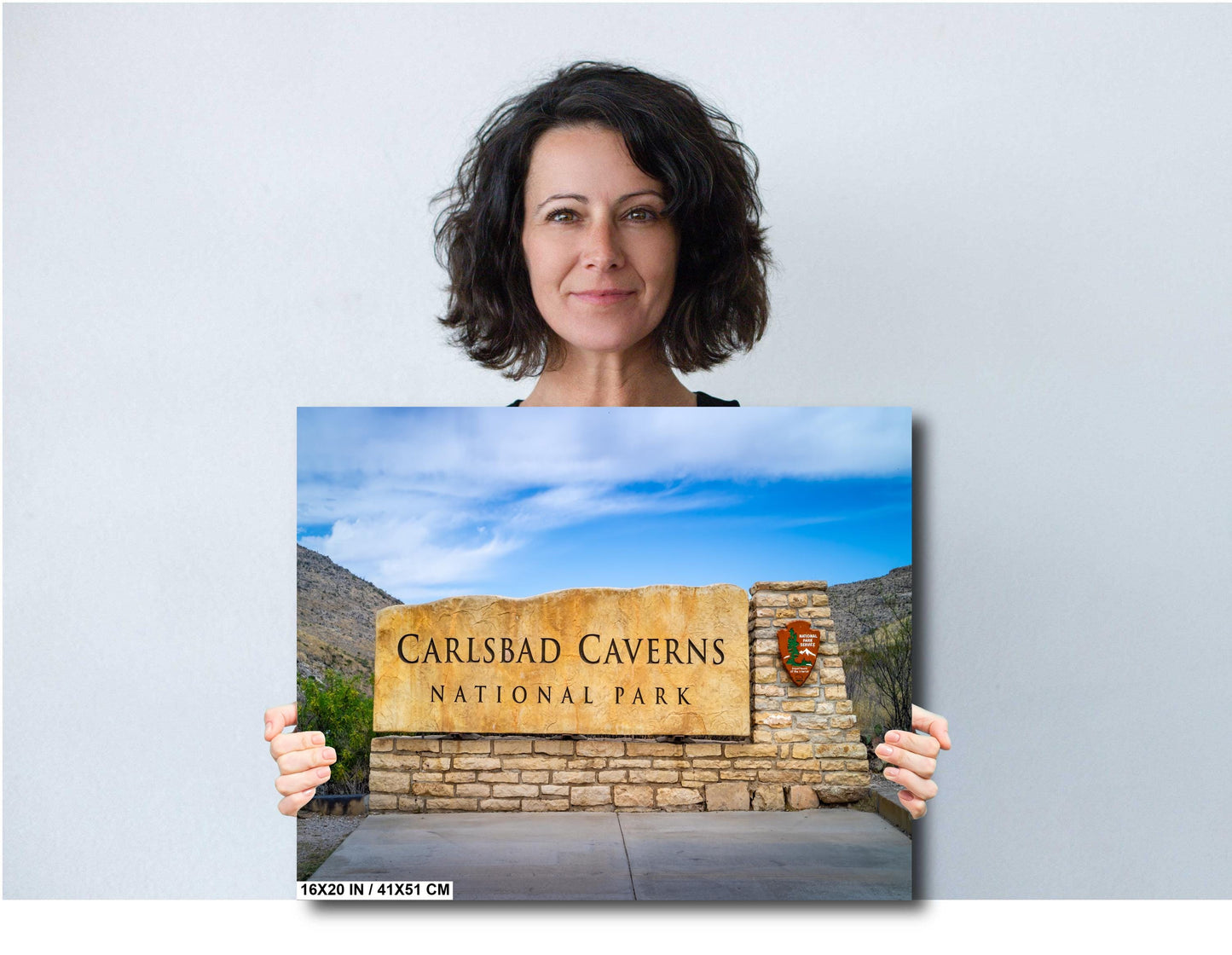 Carlsbad Caverns Sign: Wall Art Print Carlsbad National Park Entrance Signage New Mexico Landscape Metal/Aluminum/Canvas