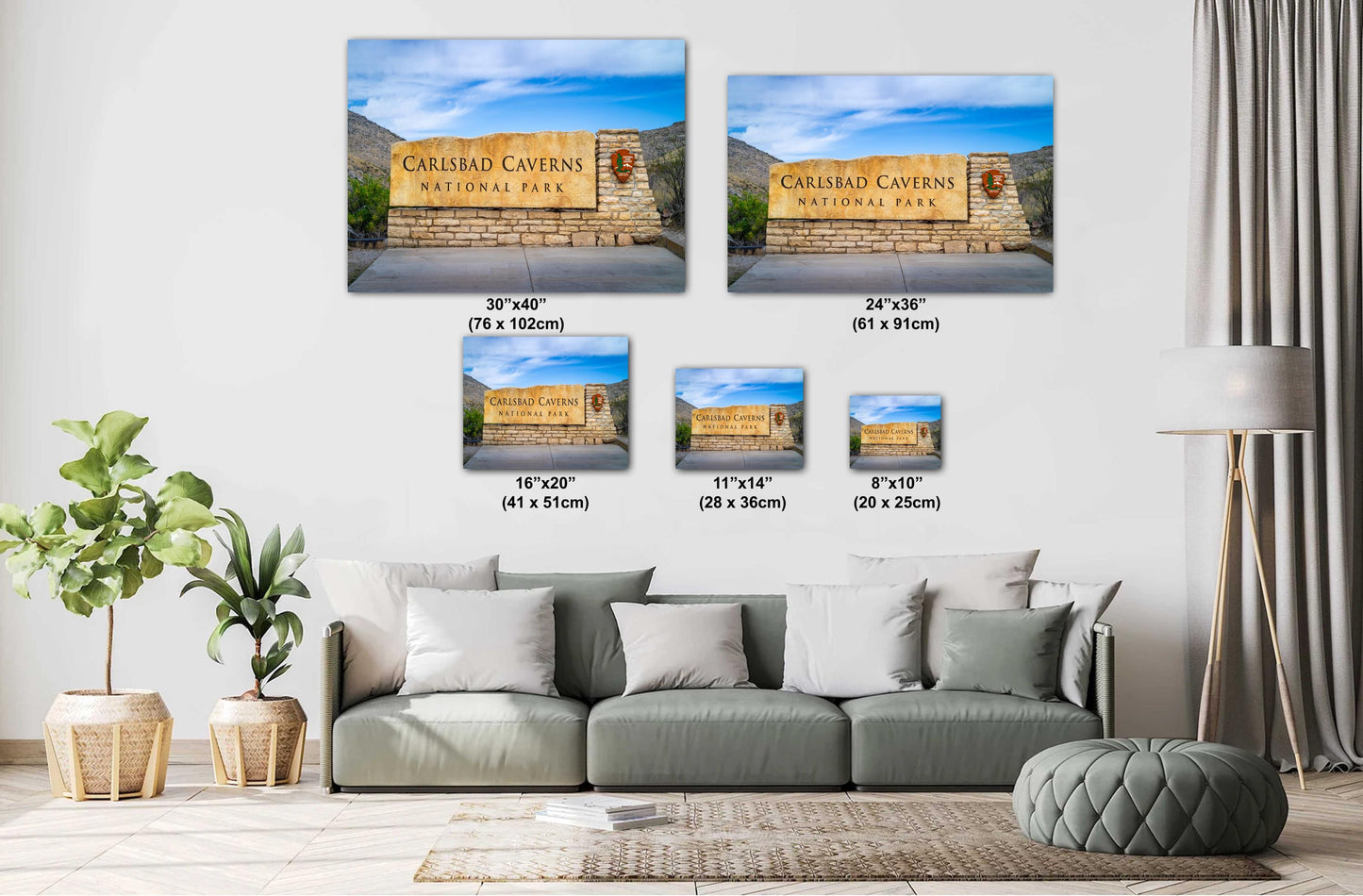 Carlsbad Caverns Sign: Wall Art Print Carlsbad National Park Entrance Signage New Mexico Landscape Metal/Aluminum/Canvas