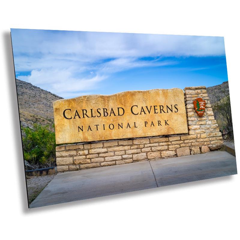 Carlsbad Caverns Sign: Wall Art Print Carlsbad National Park Entrance Signage New Mexico Landscape Metal/Aluminum/Canvas