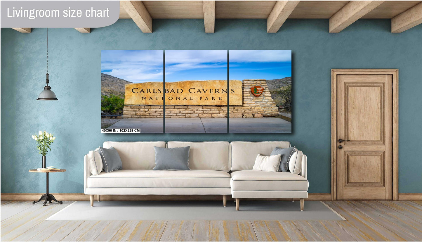 Carlsbad Caverns Sign: Wall Art Print Carlsbad National Park Entrance Signage New Mexico Landscape Metal/Aluminum/Canvas