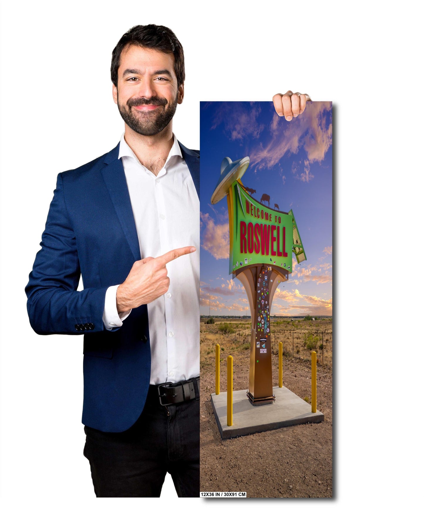 Welcome to Roswell, New Mexico: Wall Art Print Iconic UFO Roswell New Mexico Signage Aluminum/Acrylic/Metal/Canvas