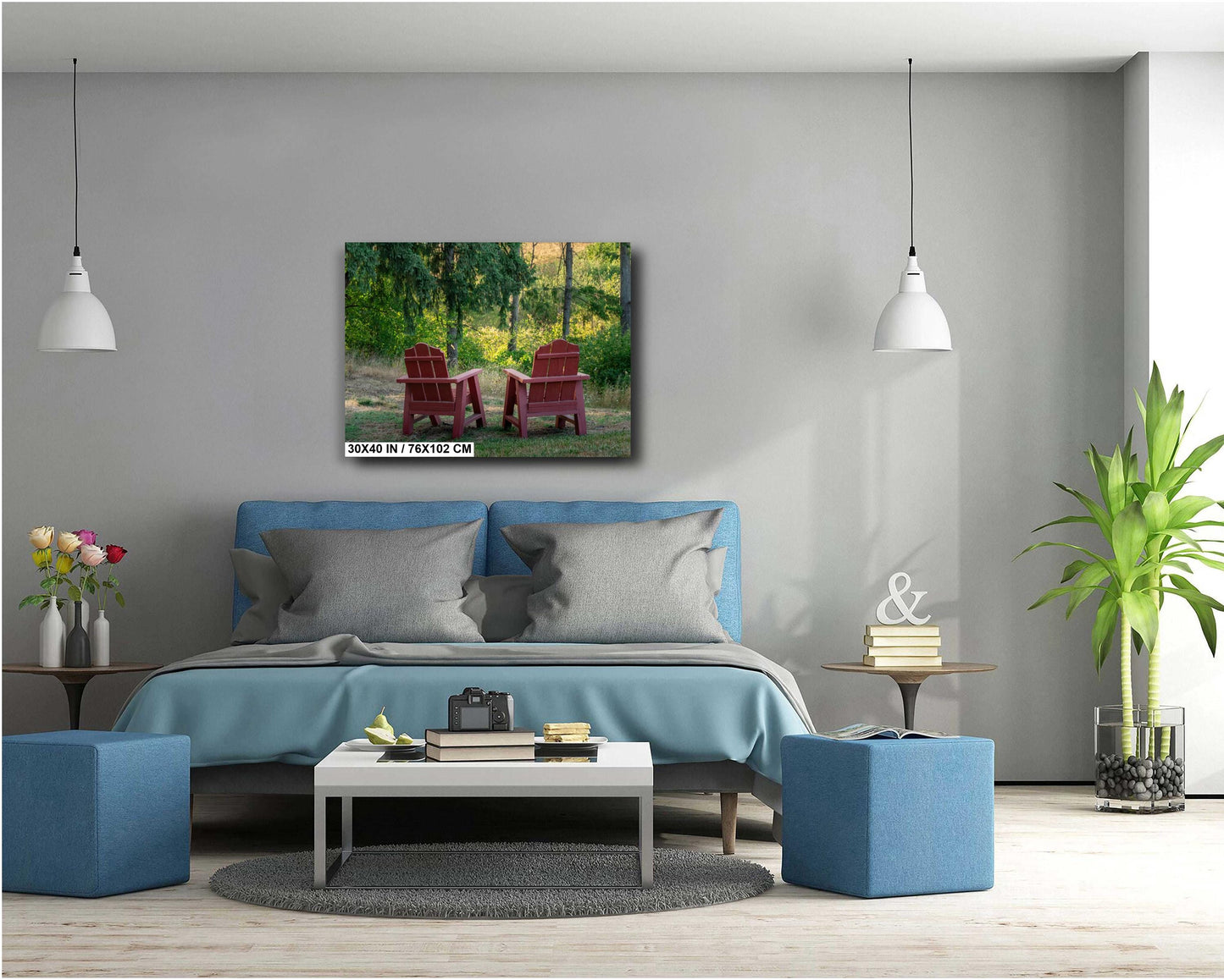 Adirondack Retreat: Print Wall Art Adirondack Chairs in the Heart of Portland Oregon Forest Greenery Aluminum/Acrylic/Metal/Canvas