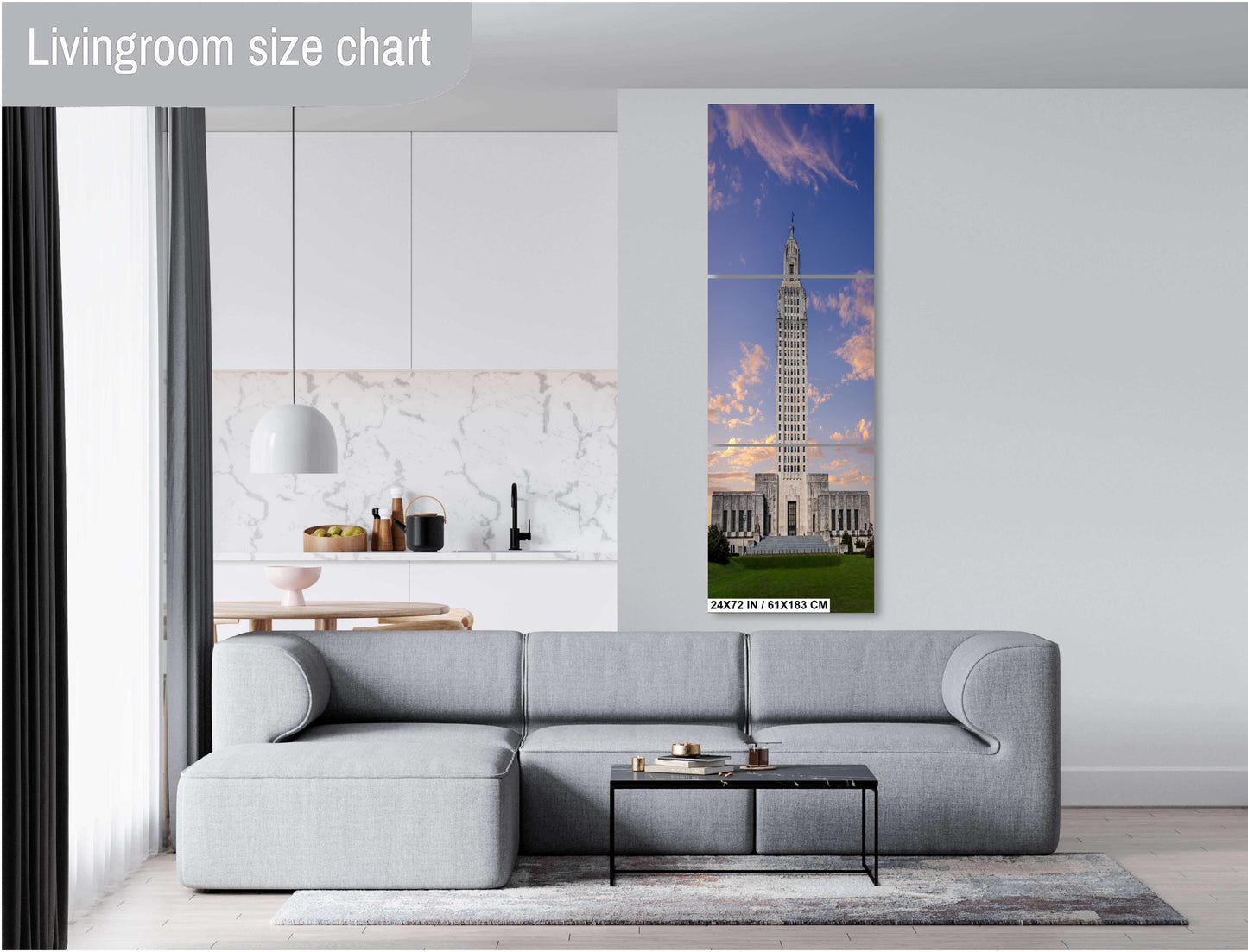 Baton Rouge’s Skyscraper Capitol: Print Wall Art Louisiana State Capitol Gleaming in Clear Skies Historical Aluminum/Acrylic/Metal/Canvas