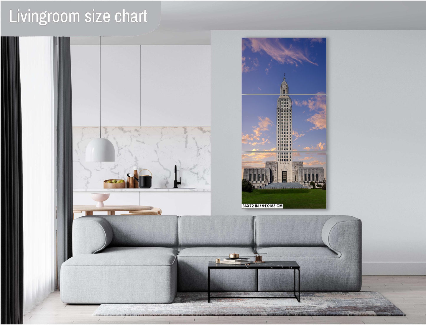 Baton Rouge’s Skyscraper Capitol: Print Wall Art Louisiana State Capitol Gleaming in Clear Skies Historical Aluminum/Acrylic/Metal/Canvas