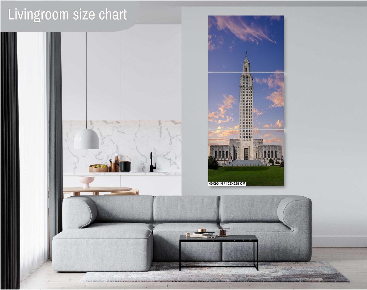 Baton Rouge’s Skyscraper Capitol: Print Wall Art Louisiana State Capitol Gleaming in Clear Skies Historical Aluminum/Acrylic/Metal/Canvas