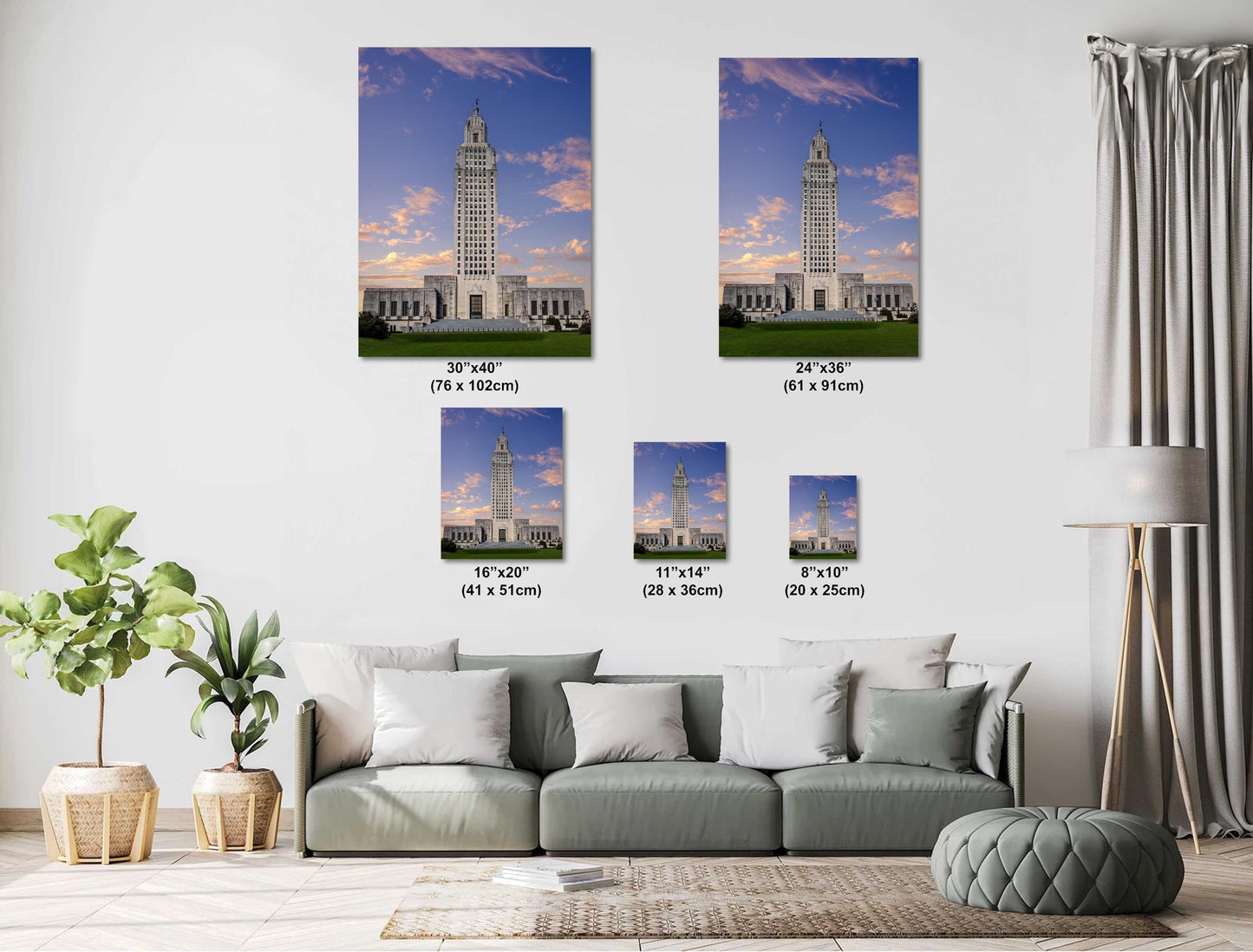 Baton Rouge’s Skyscraper Capitol: Print Wall Art Louisiana State Capitol Gleaming in Clear Skies Historical Aluminum/Acrylic/Metal/Canvas