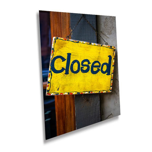 Vintage Closed Sign: Wall Art Print Capturing Closed Wooden Sign in Detail Metal Vintage Wooden Signage NC Aluminum/Acrylic/Metal/Canvas