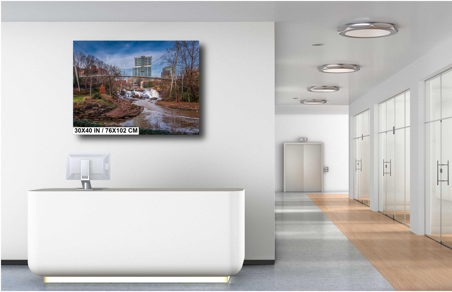 Greenville's Iconic Liberty Bridge: Falls Park on the Reedy Greenville, South Carolina Wall Art Print Aluminum/Acrylic/Metal/Canvas