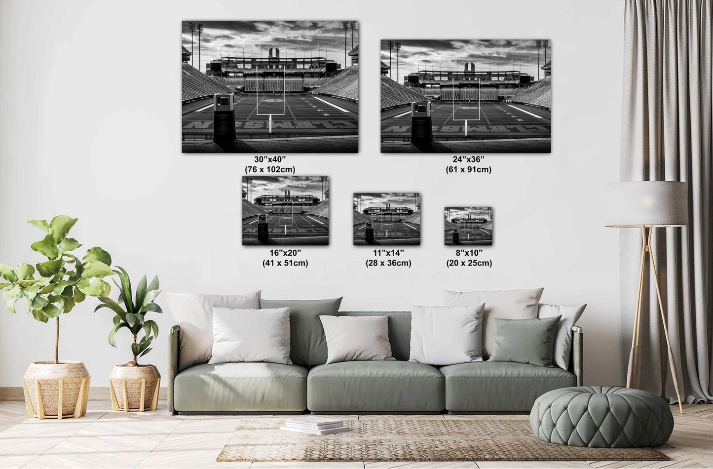 Clemson Tigers Stadium: Print Black and White Iconic Clemson Memorial Stadium Wall Art South Carolina Football Metal/Acrylic/Canvas