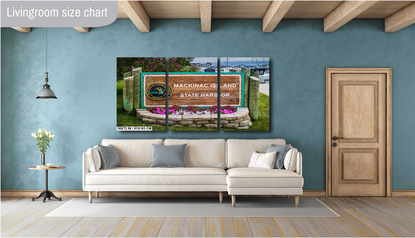 Welcome to Mackinac Island State Harbor: Wall Art Print A Gateway to History Sign Michigan Photography Metal/Acrylic/Aluminum/Canvas