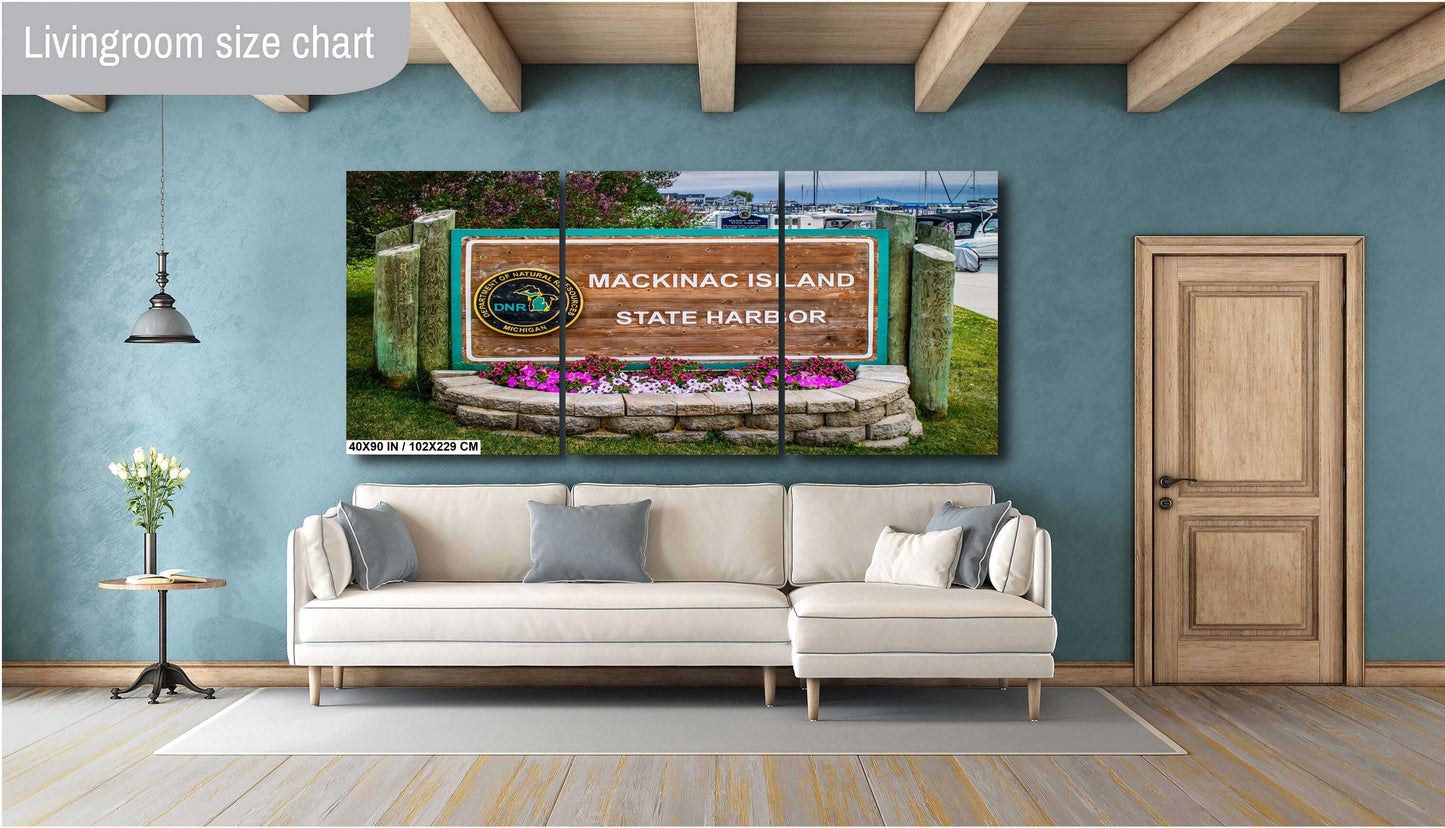 Welcome to Mackinac Island State Harbor: Wall Art Print A Gateway to History Sign Michigan Photography Metal/Acrylic/Aluminum/Canvas