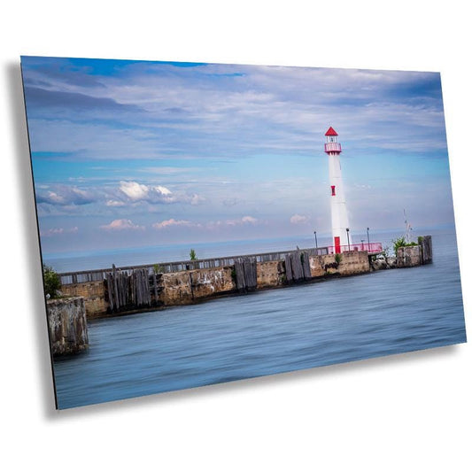 St. Ignace’s Iconic Wawatam Lighthouse: Wall Art Print St. Ignace Michigan near Mackinac Island Modern Lighthouse Metal/Aluminum/Canvas