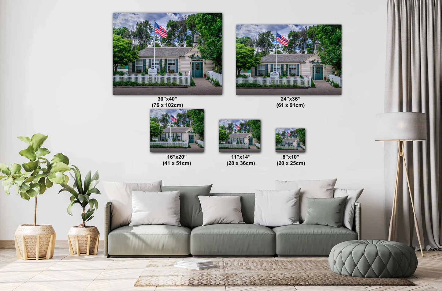 White Picket Perfection: Wall Art Print Iconic Mackinac Island Post Office Michigan Historical Landmark Metal/Acrylic/Aluminum/Canvas